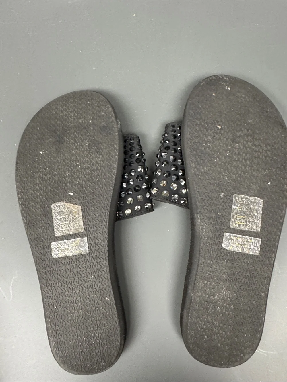 MICHAEL Michael Kors Black Crystal-Embellished Slide Sandals